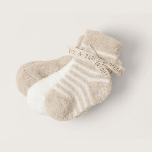 Barefoot Dreams Cozy Chic Lite Infant Sock Set 3 Pack - Stone Pearl