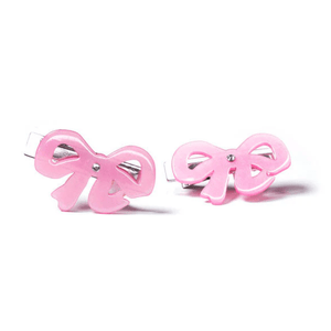 Lilies & Roses - Fancy Double Satin Pink Hair Clips