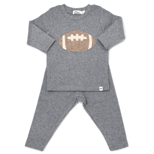 Oh Baby Ribbed Football L/S 2pc Set - Coal