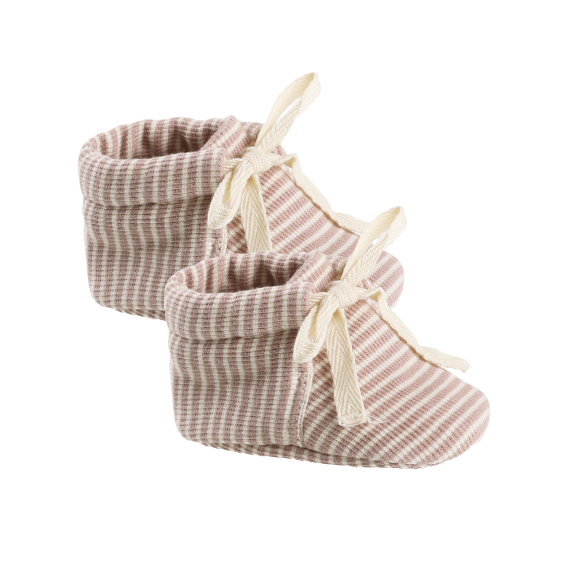 Quincy Mae Baby Booties - Mauve Stripe