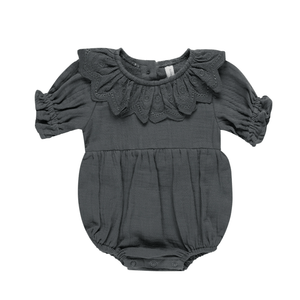 Quincy Mae Collared Romper - Indigo