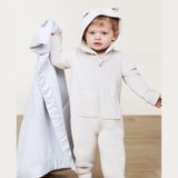 Barefoot Dreams Luxe Chic Baby Bear Onesie - Stone