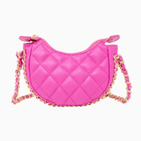 Zomi Gems - Girls Tiny Quilted Chain Wrapped Hobo Bag - Hot Pink