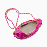Zomi Gems - Girls Tiny Quilted Chain Wrapped Hobo Bag - Hot Pink