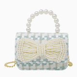 Zomi Gems Tweed Pearl Handle Bow Purse