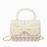 Zomi Gems Tweed Pearl Handle Bow Purse