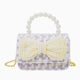 Zomi Gems Tweed Pearl Handle Bow Purse