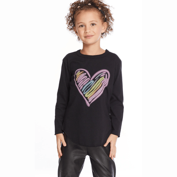 Chaser Glow Heart L/S Shirt - True Black