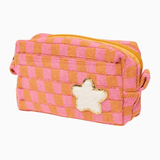 Malibu Sugar Checkered Cosmetic Bag w/ Glitter Chenile Patches