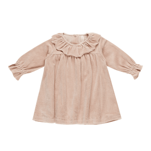 Quincy Mae Velour Baby Dress - Blush