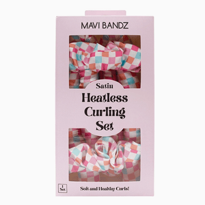 Mavi Bands Check Satin Heatless Curling Rod Set with Scrunchies