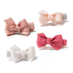 Lilies & Roses - Bows Pink Earthy Shades Set of 4 Baby Hair Clips