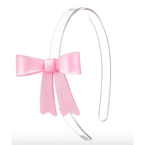 Lilies & Roses Bow French Satin Pink Headband