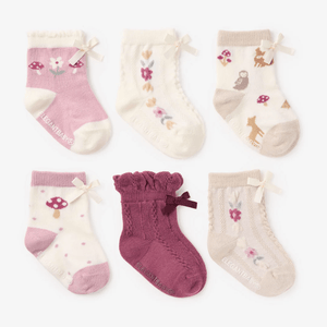 Elegant Baby Forest Family Socks 6PK 0-12m