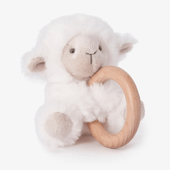 Elegant Baby Huggie Ring Rattle Plush - Lamb