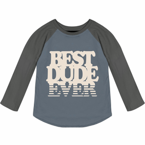 Tiny Whales Best Dude Ever Raglan - Navy/Vintage Black