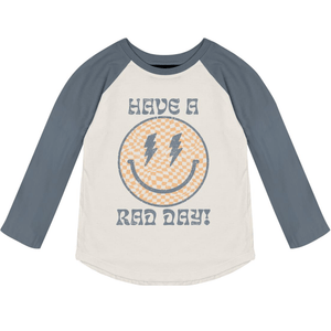 Tiny Whales Have A Rad Day Raglan - Navy/Natural