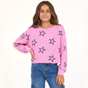 Vintage Havana Burnout Thermal Allover Star Crewneck Sweatshirt