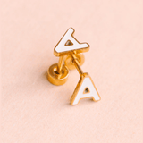 Pierced Alphabet Post Earrings - Blue