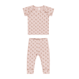 Quincy Mae Ribbed Short Sleeve Tee and Legging Set (Rose)