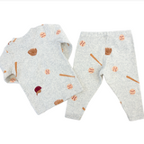 Oh Baby! Baseball Print 2pc Set (Heather Gray)