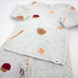 Oh Baby! Baseball Print 2pc Set (Heather Gray)