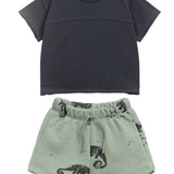 Play Up Black Jersey T-shirt and Printed Fleece Shorts
