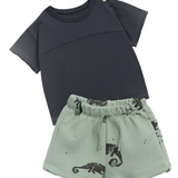 Play Up Black Jersey T-shirt and Printed Fleece Shorts