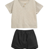 Play Up Cream Jersey T-shirt and Black Fleece Shorts