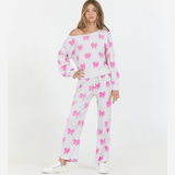 Vintage Havana All Over Bow Print Thermal Top and Pant