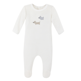 Coton PomPom Footie - Cute Puppies (Ivory)
