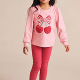 Huxbaby Cherry Pie Puff Sleeve Top & Rib Leggings