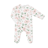 Coccoli Cotton Modal Zipper Footie (Floral on Cream)