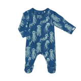 Coccoli Modal Zipper Footie (Jellyfish on Majolica Blue)