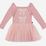 Petite Hailey Glitter Bows Dress (Pink)