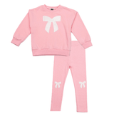Petite Hailey Lulu Bow Sweatshirt & Legging Set (Pink)