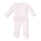 Angel Dear 2 Way Ruffle Zipper Footie (Ribbon Bow Trellis)
