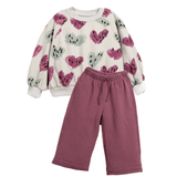 Play Up Printed Fleece Sweater and Trouser Set (Hearts)
