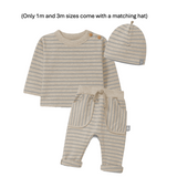 Snug Striped L/S Brushed Jersey Top & Pant (Sand)