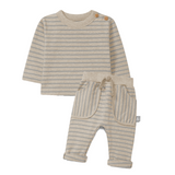 Snug Striped L/S Brushed Jersey Top & Pant (Sand)