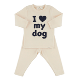 Oh Baby! "I Heart My Dog" applique 2 pc Set (Shortbread)