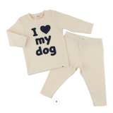 Oh Baby! "I Heart My Dog" applique 2 pc Set (Shortbread)