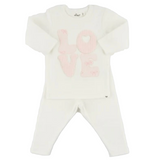 Oh Baby! Stacked "LOVE"  Bows Applique 2 pc Set (Cream)