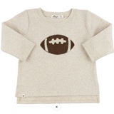 Oh Baby! Chocolate Football Baby Rib LS Raw Edge Tee - Malt
