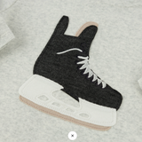Oh Baby! Hockey Skate Baby Rib LS Raw Edge Tee - Heather Gray