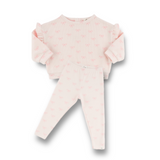 Oh Baby! Mini Bows Ruffle Slouch Sweatshirt & Legging Set (Pale Pink)