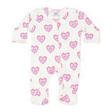 Baby Steps Baby Zipper Footie - Soft Hearts