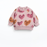Play Up Printed Fleece Sweater & Fleece Trouser Set (Rose)