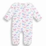 Baby Steps Tossed Bow Baby Zipper Footie