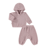 Paige Lauren Chunky Thermal Loungewear Hoodie Set (Shell Pink)